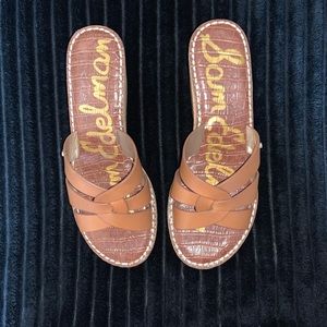 Sam Edelman Womens 8 Leather Raynere Platform Cork Wedge Open Toe Sandal